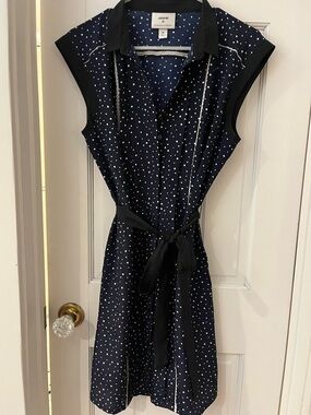 Jason Wu Navy and White Polka Dot Sleeveless Shirtdress